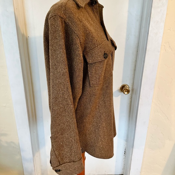 Vintage Woolrich Brown Wool Blend Button Down Jacket Tweed Twill Size S Womens - Picture 5 of 7